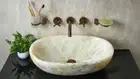 White Onyx Stone Sink, Random White Agate Stone, Bathroom Vanity Counter Sink