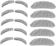 Real Rabbit Fur Halloween Mustaches 5 Sets Self-adhesive Fake Beards Eyebrows for Cosplay and Party Set