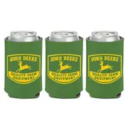 3PK John Deere Can Cooler/Stubbie Holder-Green w/ Retro Farm Logo 12oz/375ml