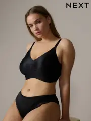Black DD+ Ultimate Comfort Jacqaurd Microfibre Brushed Lined Non Wire Bra (E26095) | $34