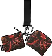 [XYMZR] Mini Zip Around Wristlet keychain Wallet Red Sea Monster for Women Personalized Pattern Detachable Dual Pouch Wristlet Portable Wallet Phone Coin Purse, Multi-colored, One Size