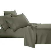 2000TC Brown Grey Bamboo Cooling Sheet Set Ultra Soft Breathable Flat Sheet Fitted