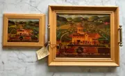 VTG Georgina's Country Creations Charles Wysocki Framed Americana Art Tile Tray