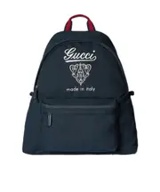 Medium printed canvas backpack One size dark blue