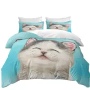 Adorable Smiling Kitten for Kids Quilt Cover