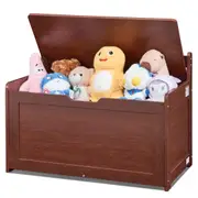 Kids Toy Storage Bench Wooden Toy Box Chest 32.68 x 17.91 x 24.02" Cherry