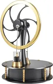 Low Temperature Stirling Engine Educational Toy with Precision Brass Aluminum Parts,Efficient and Quiet Heat-Driven Desktop Stirling Engine Model for Physics and Science Enthusiasts-HZZ92 Pro Black