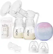 NCVI Double Electric Breast Pump, Electric Breast Pump 8122 with 4 Modes & 9 Levels, Nursing Pump with 21/24 mm Flange, Rechargeable Breast Pump for Home & Travel, LED Touch Screen