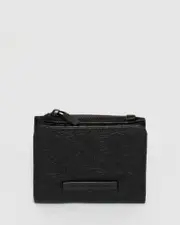 Black And Gunmetal Textured Han Mini Wallet