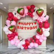 Strawberry Balloon Arch Kit- berry first birthday decor, 131pcs red and pink ...