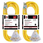 EP 2 Pack 50 Ft Lighted Outdoor Extension Cord with 3 Electrical Power Outlet...