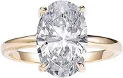 [Lemon Grass] Oval Solitaire Engagement Ring in Sterling Silver 925, Size 4-8