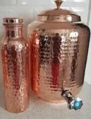 Hammered Pure Copper Tanki Dispenser Ayurveda Water Pot Copper Water Storage 8L