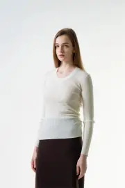 Merinosnug Superfine Merino Scoop Neck Long Sleeve Tee, White / L