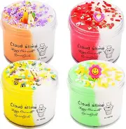 4 Pack Cloud Slime,Mini Slime Kits with Lemon,Leaves,Ice Gream,Unicorn,Stress Re