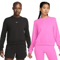 在飛比找ETMall東森購物網優惠-Nike 女裝 長袖上衣 大學T 毛巾圈 黑/桃【運動世界】