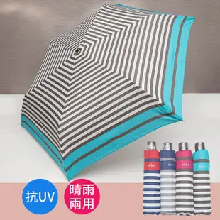 【Waterfront】日本雙色條紋抗UV摺疊傘(顏色隨機)