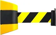 Queue Belt Barrier Retractable,Queue Line Dividers, 5M Fixed Wall Mount Retractable Belt Barrier ABS Case 16.3 Feet Striped Caution Belt for Separated Region Crowd Control Barrier