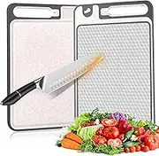 6-in-1 Stainless Steel Double-Sided Cutting Board with Knife Sharpener & Garlic Grinder – Non-Slip, BPA-Free, Dishwasher Safe Chopping Board for Meat, Vegetables, Fruit, Bread – 37x25cm