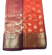 Krishna Orange Leightweight Pattu Saree with Maroon Border (SARI9)