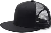 [MIASIFAN] Unisex Plain Flat Bill Adjustbale Baseball Cap Blank Snapback Mesh Trucker Hat