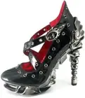 Hades CROW Black Eyelet Pump High Molded Spinal Heel Platform Criss Cross Strap