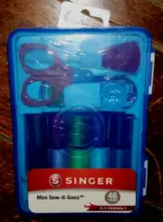 Singer 46pc Mini Sew-It-Goes Kit: Needles/Pins/Threads/Thimble/Case/+More #01671