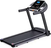 Folding Treadmill with Manual Incline, Fitness Workout Exercise Machine w/Wireless Bluetooth Speakers, LCD Screen, Shock-Absorbent Running Deck, Device Holder - Black