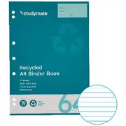 Studymate A4 70gsm 8mm Ruled Recycled Binder Book 64 Page