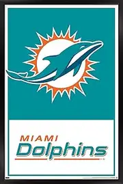 Trends International NFL Miami Dolphins-Logo 21 Wall Poster, 22.375" x 34", Black Framed Version