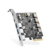 PCIE to USB 3.2 Gen2 10G Expansion Card, 5 Port 3X USB 3 TYPE-A + 2 TYPE-C 10G