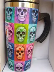 COLORFUL SKULL HEADS HEART TEETH SMILE 16 oz Stainless steel Coffee Mug