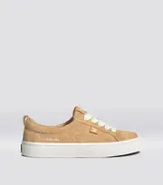 Women's Latte Hairy Suede Low Top Sneakers | OCA Low