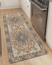 DEXI Kitchen Floor Mats Anti Fatigue, Cushioned Waterproof Runner Rug Boho Floral, 23x59 Extra Wide Standing Padded Non Slip for Farmhouse, Brown
