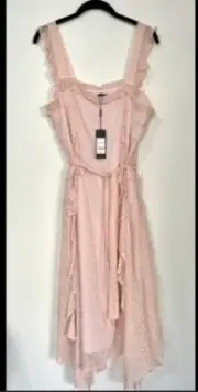 SABA Pink polka dot perfume silk maxi dress size 14 BNWT rrp $349