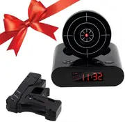Sdigv Target wake-up alarm clock, creative gun shooting alarm personalized 12-hour digital display, suitable for sleepers, for boys and girls (Whi...