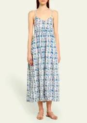 ALIX of BOHEMIA NWT $660 Skylar Iris Ivy V Neck Sleeveless A Line Maxi Dress L