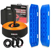X-BULL 4WD Recovery Kit Snatch Strap Soft shackles Snatch Block Pulley With Recovery tracks Gen2.0 Blue