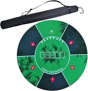 TX GIRL Texas Hold'em Poker Table Cloth Rubber Round Poker Layouts Table Mat with Flower Pattern Casino Board Game Green 120cm (Size : 120cm)