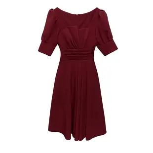 短袖洋裝 禮服 宴會裙S-XL領證紅色晚禮服女小個子宴會伴娘敬酒禮服氣質白色黑色連衣裙尾牙G660-2207.
