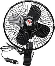 Xunweiad 12V Dashboard Oscillating Vehicle Car Van Truck Home Desk Clip-on Fan for Cars Car Cooling Fan Car Interior
