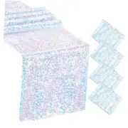 Table Runner for Mermaid Party Decoration - 4 Pcs 4 Pcs 12 x 72 Inch White