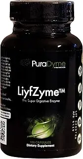 LiyfZyme Plant Based Digestive Enzyme Supplement - 180 Veggie Caps. PuraDyme By Lou Cornoa.