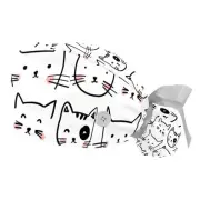 FFLOWER Working Caps with Button Cute Panda Blue Pattern Ponytail Holder Tie ...