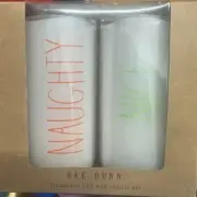 New Rae Dunn 2-Set Flameless LED Wax Candles Naughty Nice Christmas Holidays