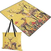 Yoogain Camping Picnic Rug Large Party Outdoor Camping Mat for Outdoorsy Women Spring Gifts Cartoon Sturdy Sika Deer 60x80in