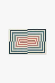 60' x 90' | Machine Washable Runner Rug | Kid & Pet Friendly | Indoor Rug | Op Art Teal Rug by Jonathan Adler | Ruggable