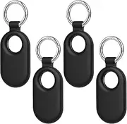 USTIYA Case for Samsung Galaxy Smart Tag 2 Cover Protective Silicone Protectora Case with Keychain (Black x4)