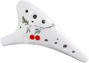 12 Holes Round Head Ceramic Alto C Hand Painted Musical Instrument with Lanyard Music Score Protective Bag for Music r and Learner Red Fruit