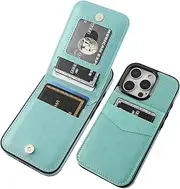 KIHUWEY Compatible with iPhone 16 Pro Case Wallet with Credit Card Holder, Flip Premium Leather Magnetic Clasp Kickstand Heavy Duty Protective Cover for iPhone 16 Pro 6.3 Inch (Mint Green)